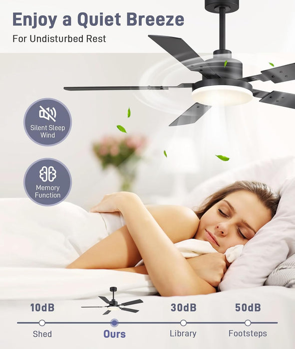 Ceiling Fan Lights, 52" Ceiling Fans with Lights and Remote, Farmhouse Ceiling Fans with Light Quiet Reversible DC Motor, Dual-Finish LED Ceiling Fan Light for Living Room, Bedroom, Kitchen