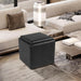 Home Decor Storage Ottoman with Tray Top|Upholstered Modern Square Storage Ottoman with Storage for Living Room & Bedroom, Black Faux Leather