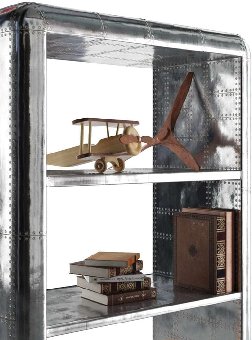 Aluminum Aviator Industrial Metal Bookcase - Silver Home Office Furniture