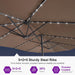 15Ft Double-Sided Patio Umbrella with Base and Solar Lights Outdoor Market Umbrella with Crank Handle Rectangle Umbrella for Backyard Pool Garden Deck, Taupe
