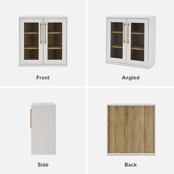 Blake Storage Cabinet, Small Modular Accent Display Sideboard Buffet Cabinet with Storage, Media Console Credenza, for Kitchen, Coffee Bar, Pantry, Living Room (White Oak Acrylic, Single)