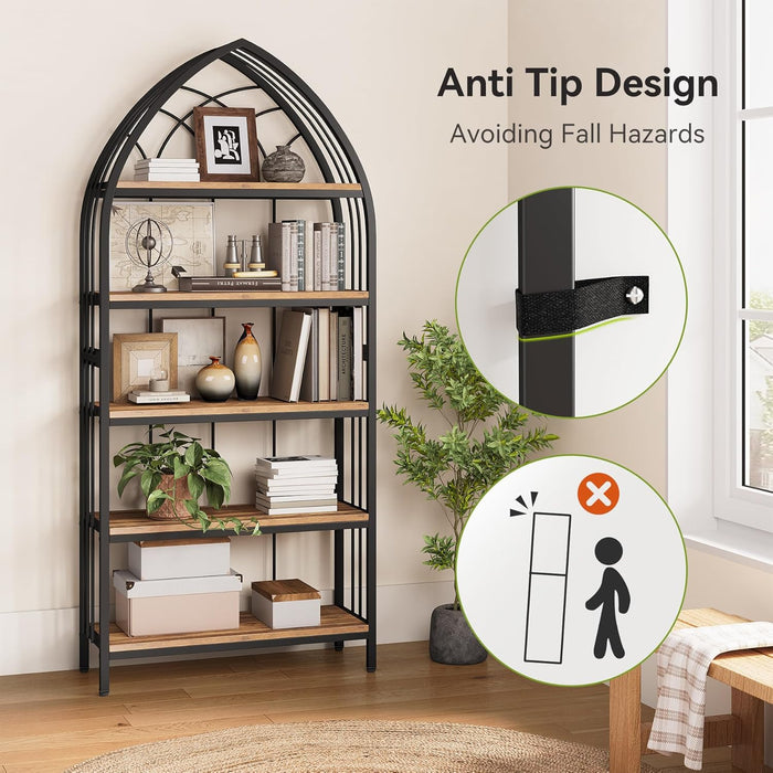 74.8" Tall Bookshelf, 5-Tier Heavy Duty Metal Rack, Large Load-Bearing Capacity, Versatile Shelf for Living Room, Kitchen, Bedroom, Bathroom, Study