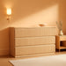 6 Drawer Fluted Dresser, Modern Chest of Drawers for Bedroom with Hidden Handles, Wood Storage Organizer Cabinet for Living Room & Entryway, Oak (15.7" D X 47.3" W X 31.6" H)