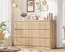 6 Drawer Fluted Dresser, Modern Chest of Drawers for Bedroom with Hidden Handles, Wood Storage Organizer Cabinet for Living Room & Entryway, Oak (15.7" D X 47.3" W X 31.6" H)