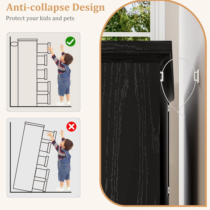 Charcoal Six Drawer Dresser With Handcrafted Woodwork