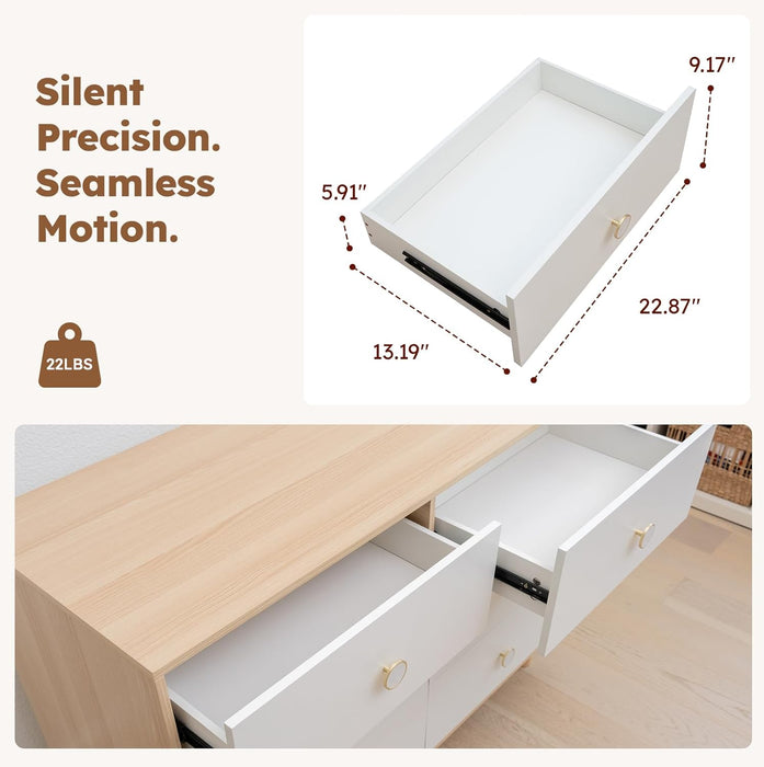 White Baby Dresser for Bedroom, 6 Drawer Organizer for Closet Storage