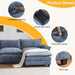 120" W Sectional Sofa U Shaped Couch with Double Chaise Chenille Sleeper Set with 3 Oversized Seats Gray-Blue