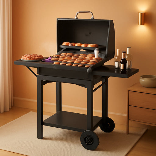 Charcoal Grills Outdoor BBQ Grill with 2 Side Table,Barbecue Grill Smoker with 343 Sq.In.Cooking Area for Outdoor Cooking Backyard Camping Picnics Beach by