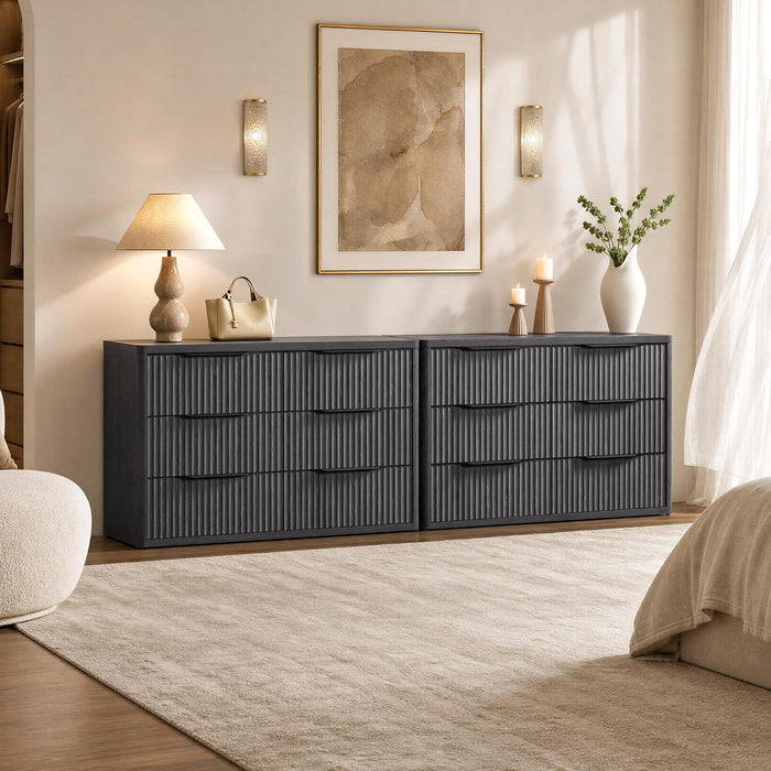 Bedroom Dresser with 6 Deep Wide Large Fluted Drawers for Closet