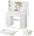 White Vanity Desk With Premium Illuminated Mirrors