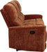 Home Furnishings - Navarro - Wood and Metal - Reclining Sofa with Channel-Tufted Backrest, Foam Padding, Attached Cushions and Manual Recline - Living Room - Burnt Orange - 609574