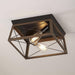 Briarwood Collection 2-Light Antique Bronze Kitchen Farmhouse Ceiling Light Flush Mount with Painted Wood Oak Frame