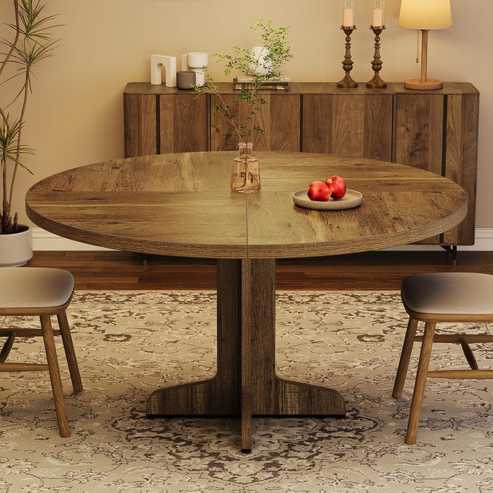Round Dining Table 47 Inch Brown MatteTexturedFinish