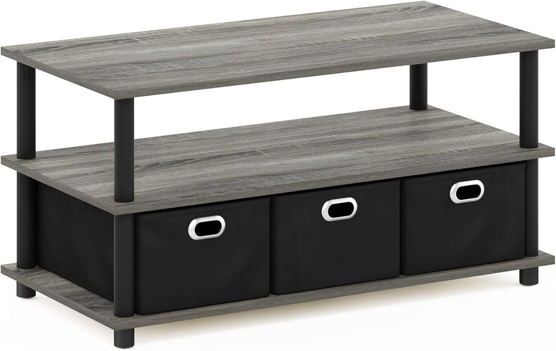 Turn-N-Tube Coffee Table, 31.22D X 15.5W X 15.8H In, French Oak Grey/Black/Black