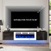 80" Floating TV Stand with 40" Electric Fireplace, Modern Entertainment Center with Storage, Adjustable 12-Color LED Lights, Fire Place TV Console for Living Room, Black+White