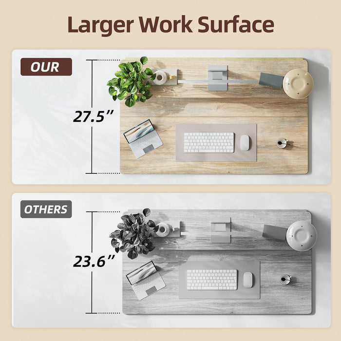 55 * 28 Inch Standing Desk with Four Drawers, Electric Sit Stand Table, Stand up Desk Adjustable Height with Storage Shelf, Splice Board, Maple
