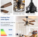 42-Inch Ceiling Fans with Lights: Caged Ceiling Fans Dual Finish 5 Blades - Rustic Ceiling Fan with Remote Control for Farmhouse Living Room Outdoor Porch (E26 Bulb Included)