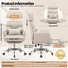 Big and Tall Leather Office Chair, Cross Legged Flip Arms, Beige