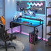 Black 40InchRGBIlluminated GamingDesk WithUSBPorts