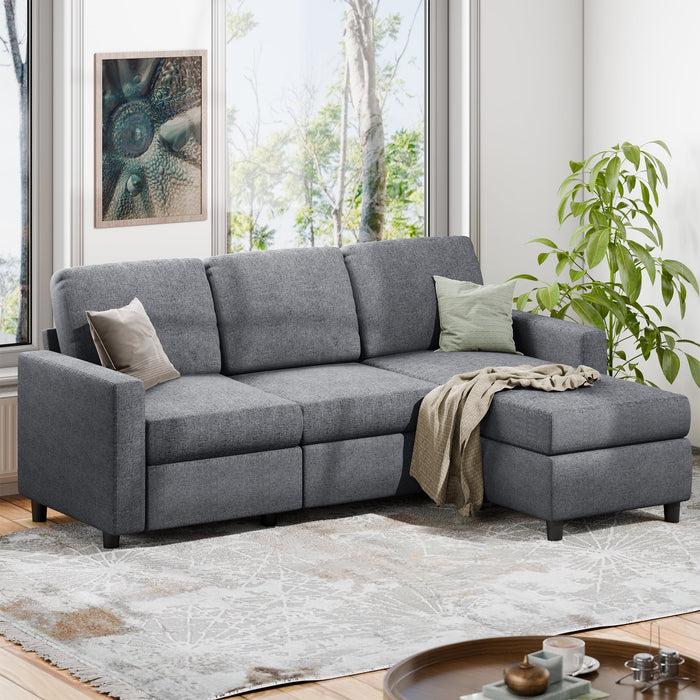 Convertible Sectional Sofa Couch L-Shaped Couch with Modern Linen Fabric for Small Space(Dark Gray)