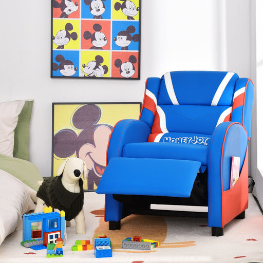 Kids Leather Recliner Chair with Side Pockets