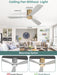 52 Inch Solid Wood Ceiling Fan without Lights Flush Mount Ceiling Fans with Remote Control, Wood Blades Modern Outdoor Ceiling Fan No Light for Bedroom/Farmhouse/Patio/Indoor, Grey Gold