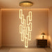 H158 Modern Chandelier 12 Rings Gold Chandelier Lighting Fixture High Ceiling Chandelier Suitable for Living Room Staircase Villa