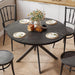 47.2 Inch round Dining Table for 4, Farmhouse Wood Kitchen Table, Circle Dinner Table for Kitchen & Dining Room, Black
