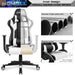 Gaming Chair, Office Chair High Back Computer Chair Leather Desk Chair Racing Executive Ergonomic Adjustable Swivel Task Chair with Headrest and Lumbar Support (White)