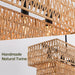 Six Light Boho Rattan Rectangular Pendant Chandelier