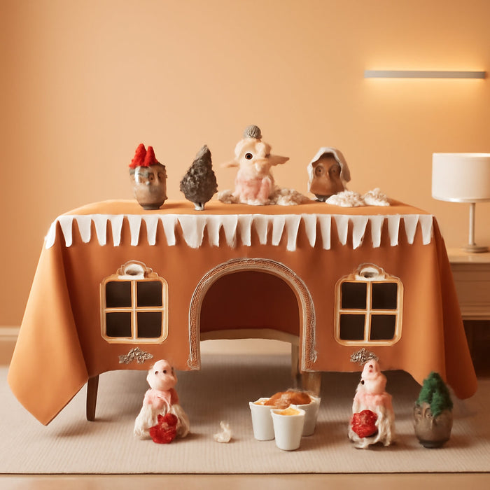 Christmas Gingerbread Playhouse 11.8 X 8.5 Ft Large Tablecloth for Kids Table Tent Indoor & Outdoor Table Cover Playhouse for Xmas Family Gathering Winter Holiday Birthday Party Supplies