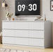 Modern 9 Drawer Dresser for Bedroom, Simply Chest of Drawers, Wood Storage Dresser with Deep Drawers for Living Room Hallway Entryway (White)