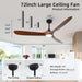 72in Walnut Outdoor Ceiling Fan With Lights