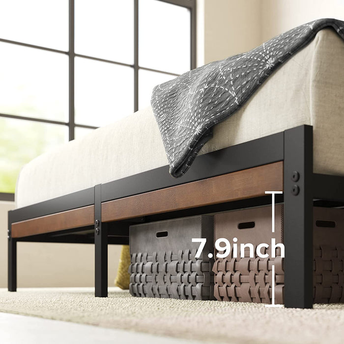 Kai Bamboo and Metal Platform Bed Frame, Sturdy Steel Frame, Queen