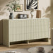 55" Wide Modern Dresser for Bedroom, 6 Drawer Chest of Drawers with Curved Design, Push-To-Open Storage Dresser, Beige