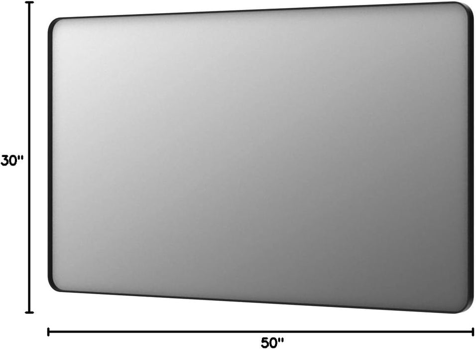 Matte Black Tempered Metal Framed Mirror 50x30Inches