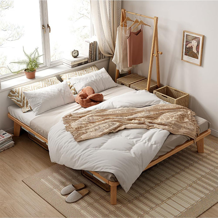 Queen Wood Platform Bed Frame, 14 Inch Bed Base, Oak