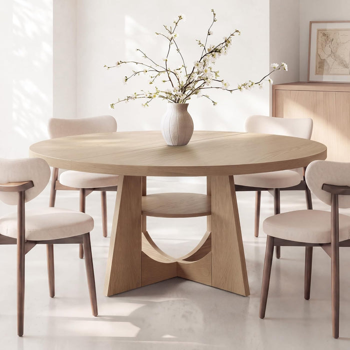 47-Inch round Dining Table for 4-6 People, Pedestal Kitchen Table