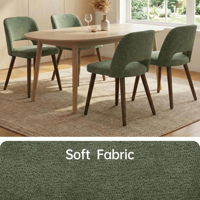 Wooden Dining Chairs Set of 4, Fabric Dining Room Chairs, Green