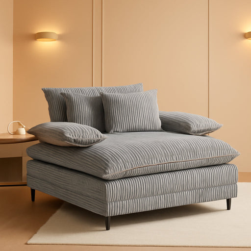 Cream Gray Oversized Chaise Lounge Adjustable Backrest