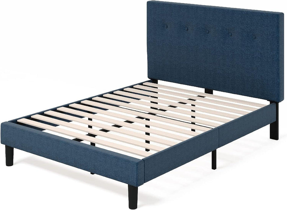 Omkaram Upholstered Platform Bed Frame, Mattress Foundation, Wood Slat Support, No Box Spring Needed, Easy Assembly, Queen