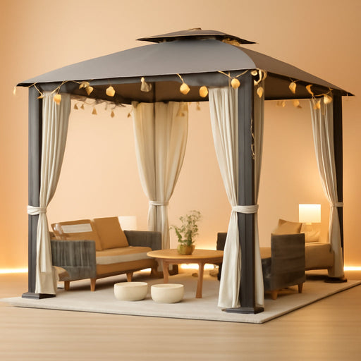 10x10 Weatherproof Outdoor Gazebo With Privacy Netting