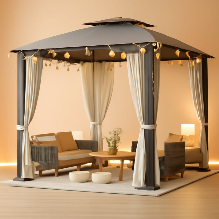 10x10 Weatherproof Outdoor Gazebo With Privacy Netting