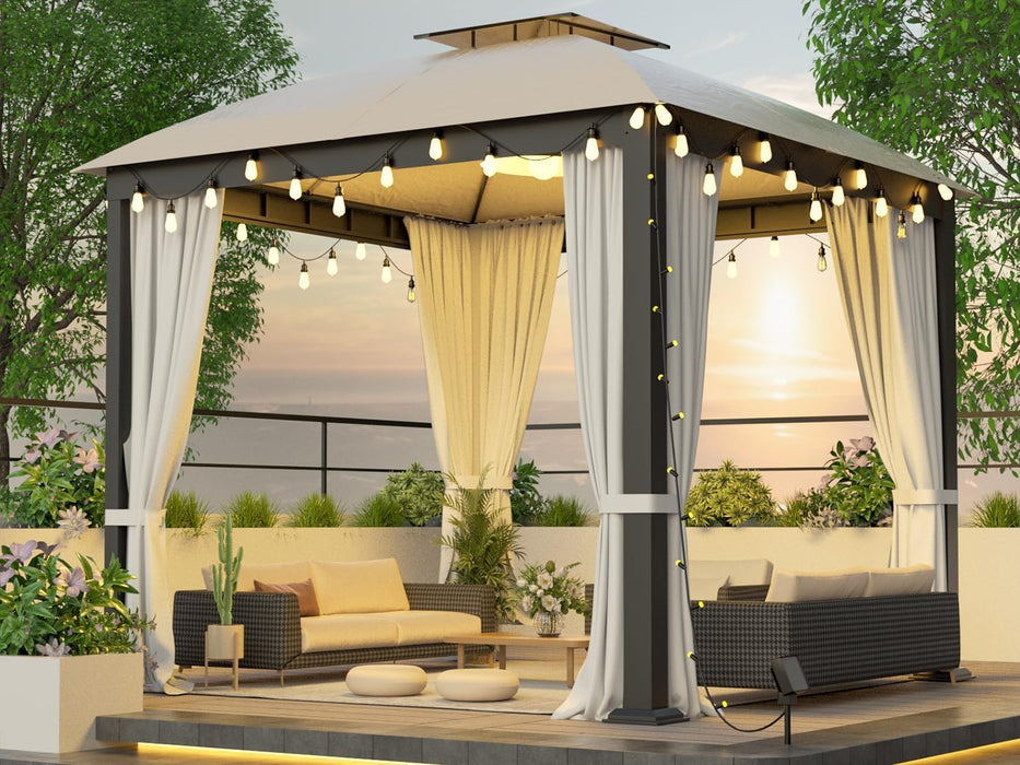 10x10 Weatherproof Outdoor Gazebo With Privacy Netting
