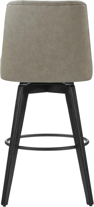 Bar Stools, 360° Swivel Upholstered Bar Stool with Back, 30" H Bar Height Barstools, Set of 2, Faux Leather in Stone Grey
