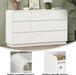 White Dresser Fluted 9 Drawers Dresser for Bedroom, 59" Wide Wood Chest of Drawers with Hidden Handles & Rounded Corners, Modern TV Stand Storage Cabinet for Living Room, Hallway, Entryway