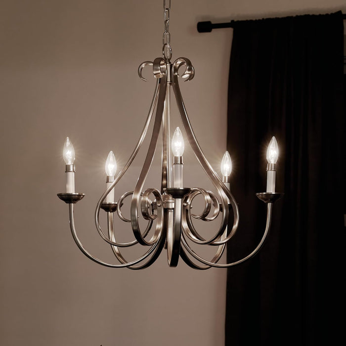 Dover Five Light Chandelier Brushed Nickel TwentyFourInch