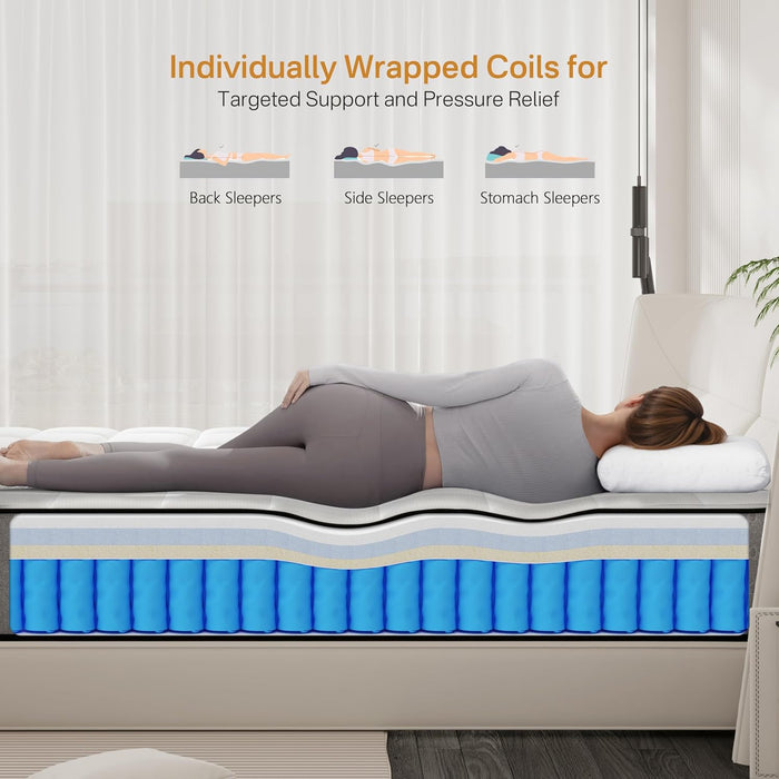 Twin Mattress, 8 Inch Hybrid Cool Memory Foam Twin Size Mattress in a Box