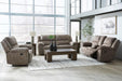 Laresview Contemporary Faux Leather Manual Double Reclining Loveseat with Console, Storage and Cup Holders, Gray