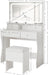 Vanity Desk with LED Lighted Mirror & Power Outlet, Makeup Vanities Table with 4 Drawers,Storage Bench,Dressing Table for Bedroom White